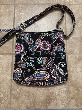 Vera Bradley Quilted Black Paisley Crossbody Shoulder Bag